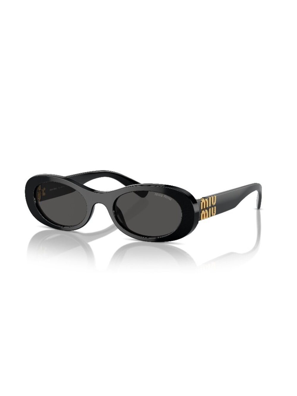 New Miu Miu Women's Sunglasses Black Round Grey Lens Acetate Frame MU 06ZS 50